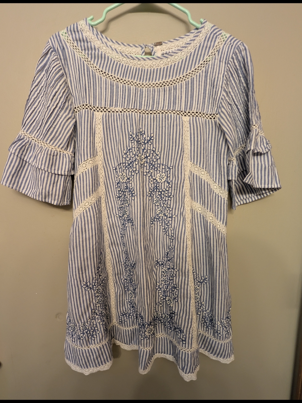 Free People Blue & White Dress Mini Dress